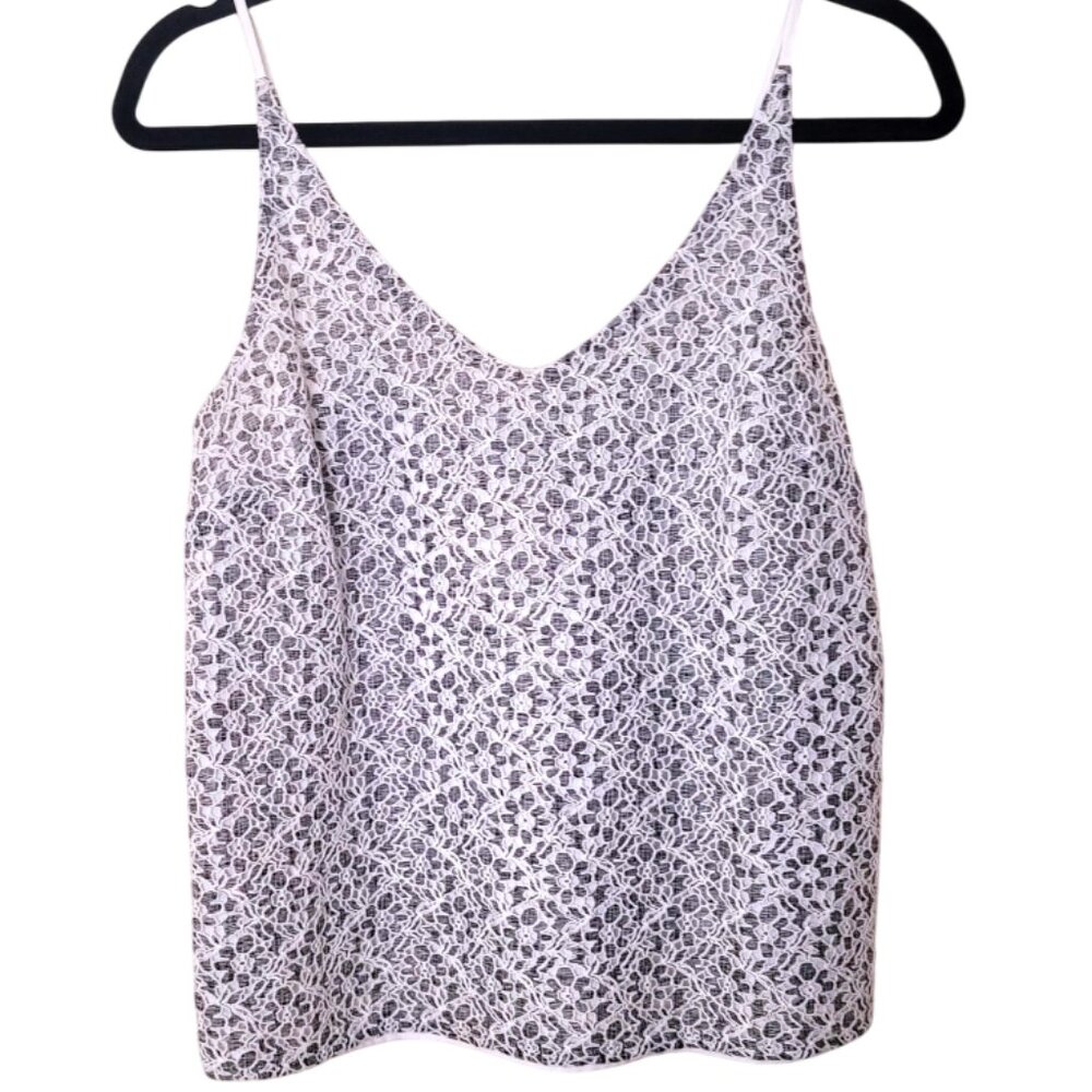 Banana Republic V-Neck Eyelet Camisole size small/petite Preppy Navy